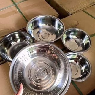 SET 5 MÓN RỔ VÀ CHẬU INOX