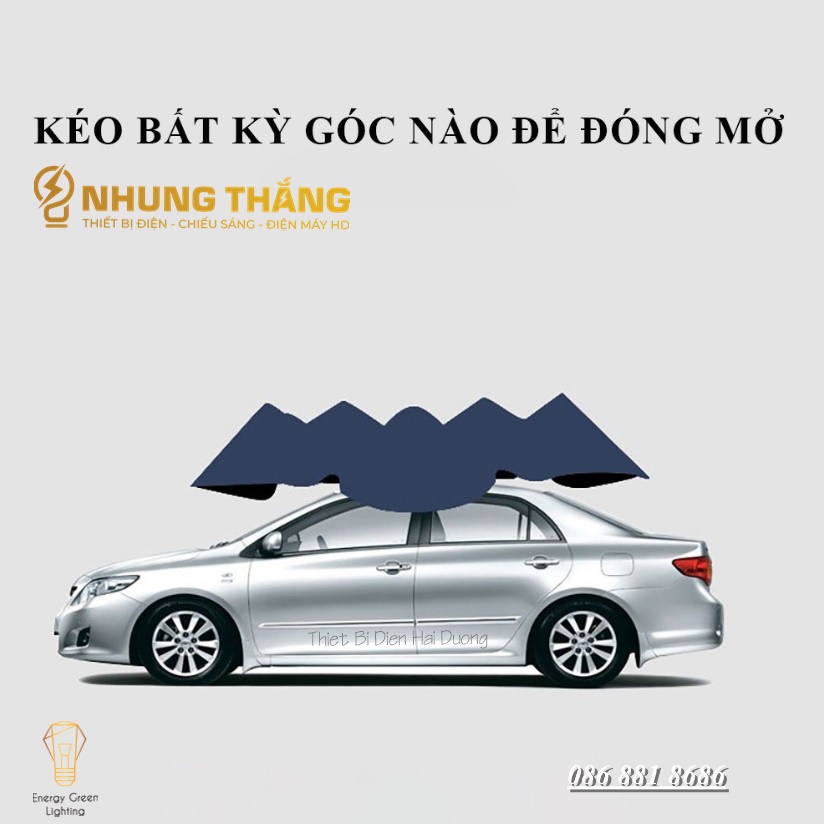 Ô Che Nắng Ô Tô - Dù Che Mưa Nắng Xe Hơi Cao Cấp - Dài 4.2m,4.6m - Giảm Nóng Hiệu Quả - Đóng Mở Bằng Tay - Màu Random