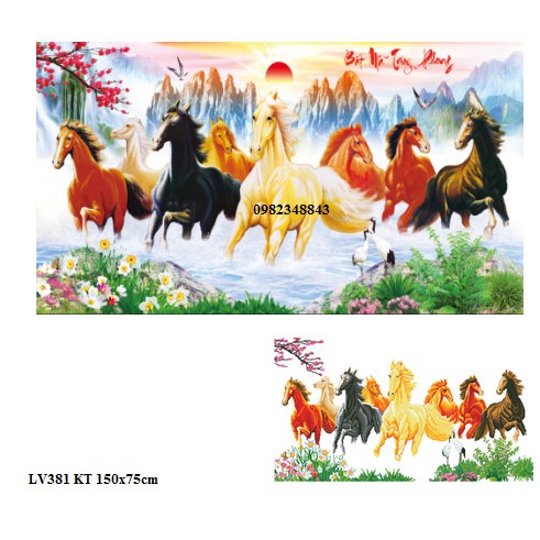 Tranh đính đá mã đáo thành công KT:150x75cm. Tranh gắn đá chưa gắn.