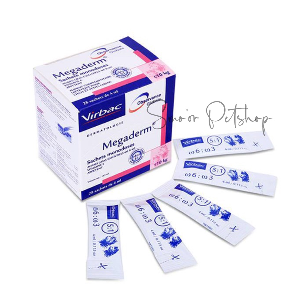Gel dinh dưỡng Virbac Megaderm 4ml dưỡng lông và da cho chó mèo - Gói lẻ