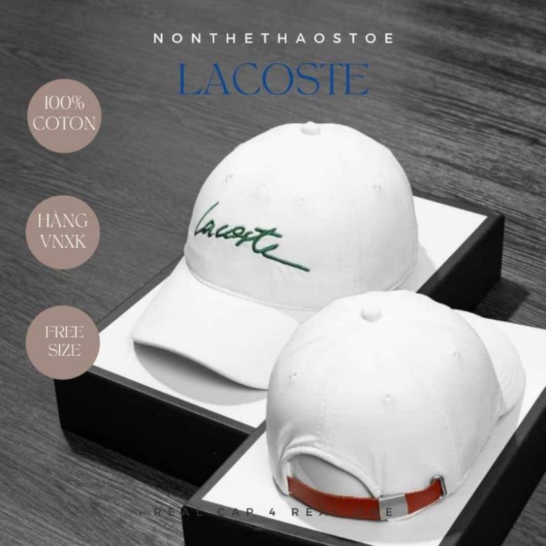 NÓN LƯỠI TRAI LACOSTE CHẤT VẢI COTTON HÀN QUỐC CAO CẤP, NÓN KẾT THỂ THAO MÀU ĐEN TRẮNG