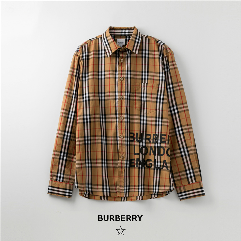 BURBERRY Áo sơ mi nam tay ngắn họa tiết caro thời trang