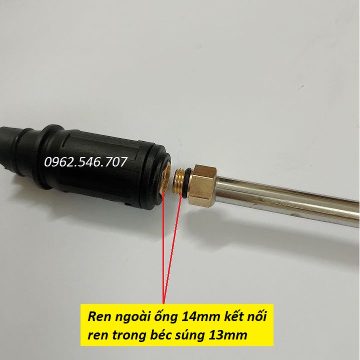 Súng rửa xe áp lực cao ren ngoài 22mm Và 14mm kèm ông nối inox dài 38cm