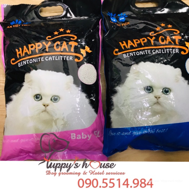 Cát vệ sinh mèo Happy Cat- khử mùi và vón cục tốt, ít bụi_túi 5Lit