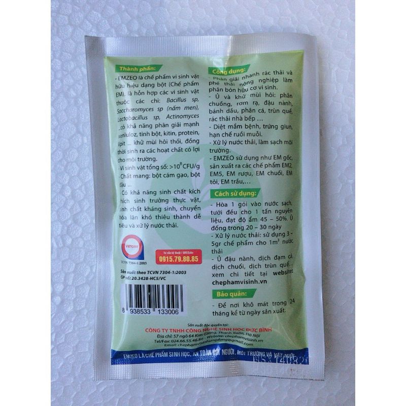 Combo Chế phẩm ủ phân vi sinh Emic và EMZEO khử mùi hôi, bộ đôi ủ phân hữu cơ 200g