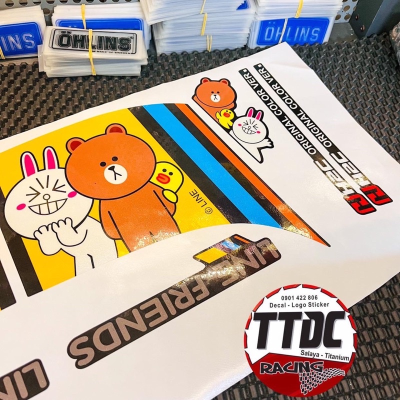 Tem Scoopy Limited phiên bản Gấu Line chất liệu camay nhũ kim cao cấp