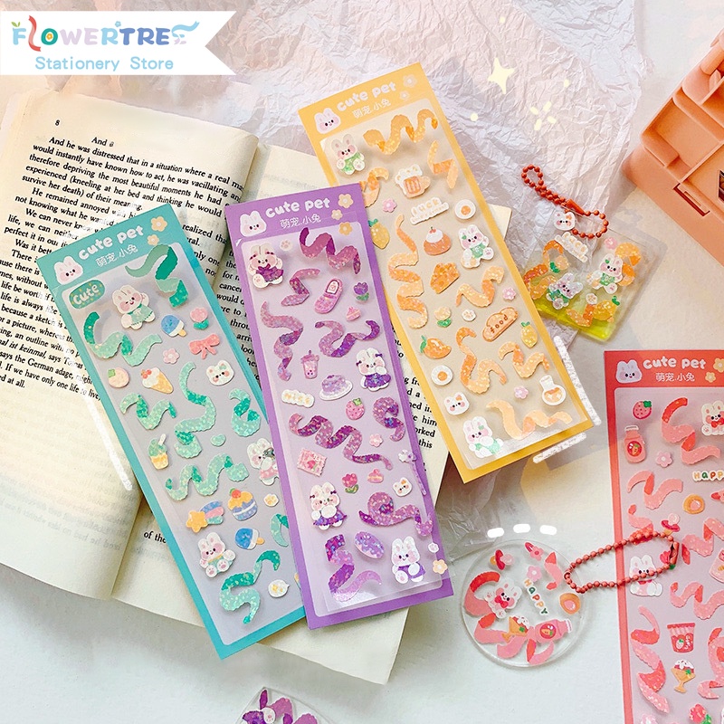 Flowertree 1 Bộ Sticker Dán Trang Trí Scrapbook Hình Thỏ