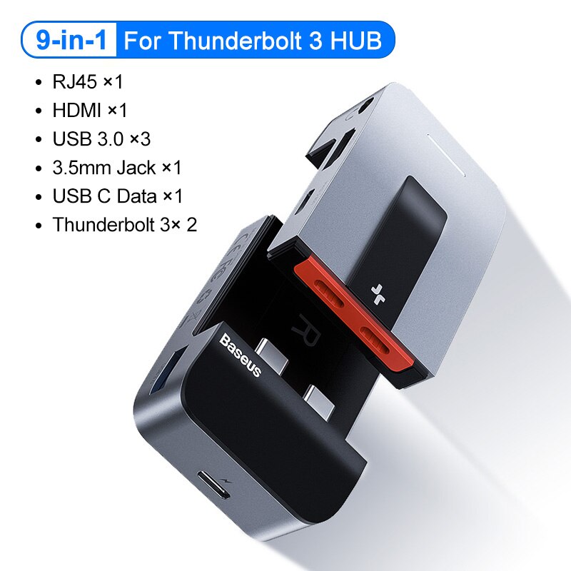 Giá đỡ kiêm hub chuyển đổi 9 trong 1 Thunder Bolt 3 cho Macbook Pro Baseus Baseus Armor Age Type-C