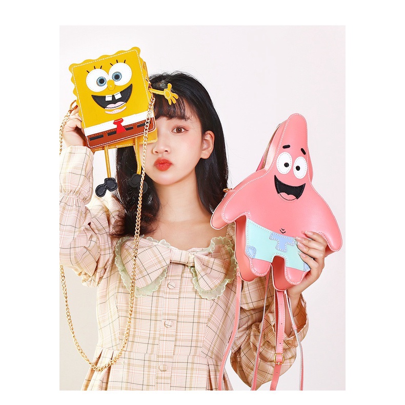 Set Nguyên Liệu Làm Túi Tự Khâu Hoạt Hình Bọt Biển Spongebob Và Sao Biển Patrick