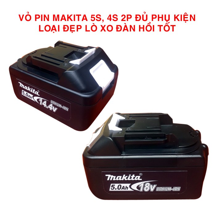 Vỏ hộp pin makita 2 hàng 10cell 18650, đủ phụ kiện, loại đẹp dầy lò xo đàn hồi tốt