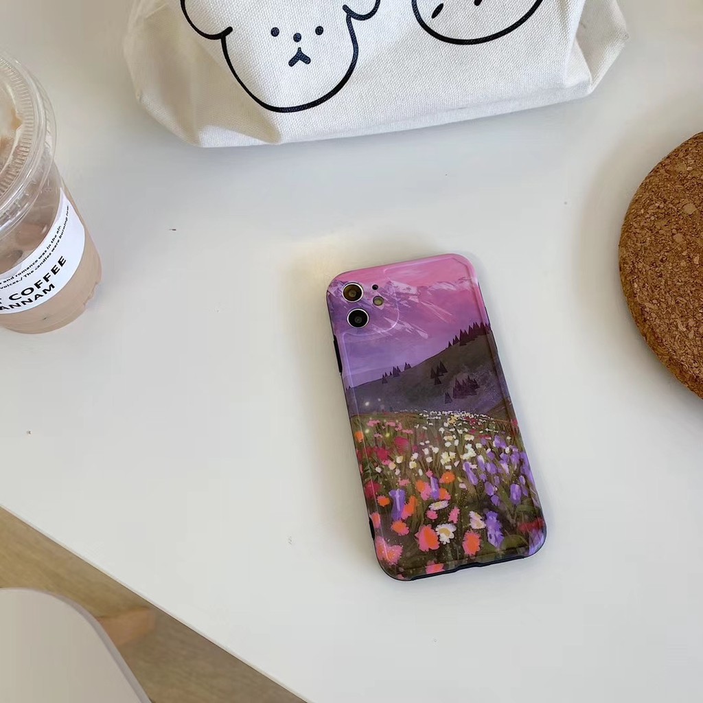 Ốp điện thoại in hoa tranh sơn dầu tím dành cho iPhone11 11Promax 7Plus 7 8 8 X XR XSmax SE2020 | BigBuy360 - bigbuy360.vn