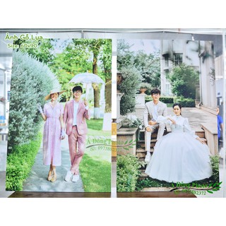 In ảnh Gỗ Lụa - Gỗ Mica treo tường + Khung nổi gỗ tự nhiên (size 30x45 - 40x60)