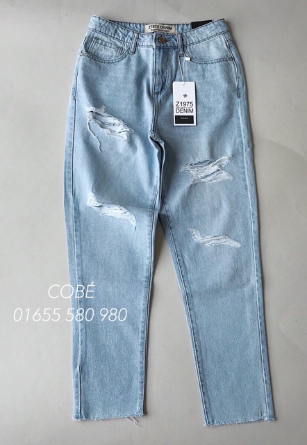 Baggy rách Z1975 Denim cắt lai siêu bụi bặm