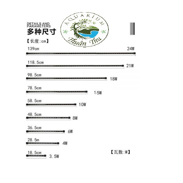 Đèn led chìm Caibao cho bể cá nhiều màu/size màu vàng/trắng/trắng xanh/hồng/xanh dương/3 màu RGB từ 30 đến 60cm