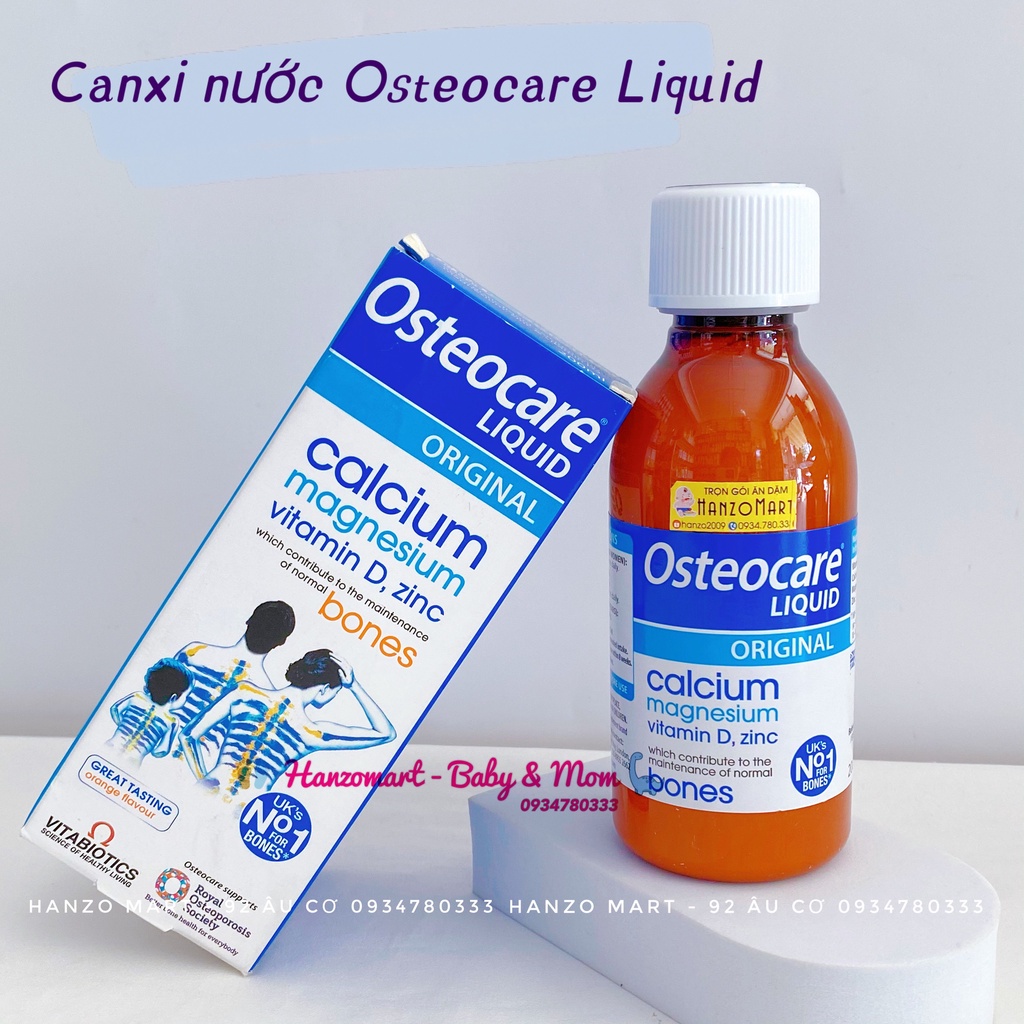 Canxi nước Osteocare Original Liquid, Anh (200ml) bổ sung canxi và d3 cho bé 3 tuổi đến 10 tuổi, người lớn và bà bầu