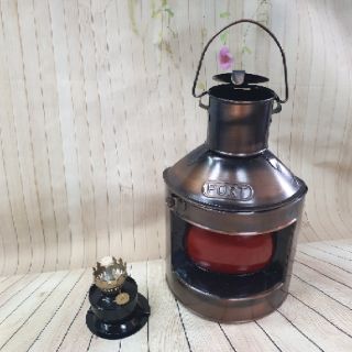 Đèn dầu cổ màu đồng cao 25cm