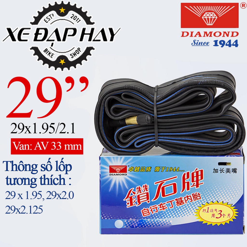 Săm Xe Đạp DIAMOND Cỡ 29x2.0 Van Cối 33MM | Ruột Xe Đạp Địa Hình MTB Bánh 29 Inch | Van Mỹ AV 33L