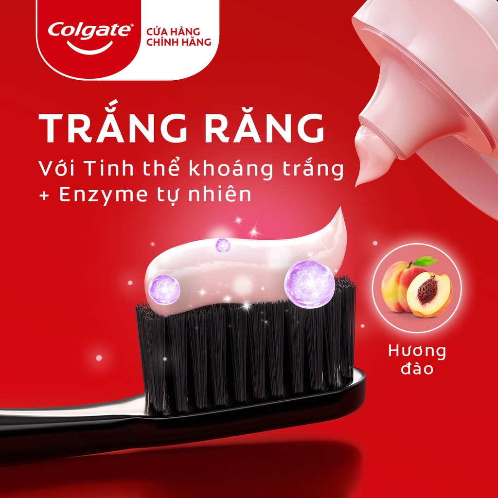 Bộ 3 Kem Đánh Răng Colgate trắng răng Optic White hương đào từ enzyme tự nhiên 80g
