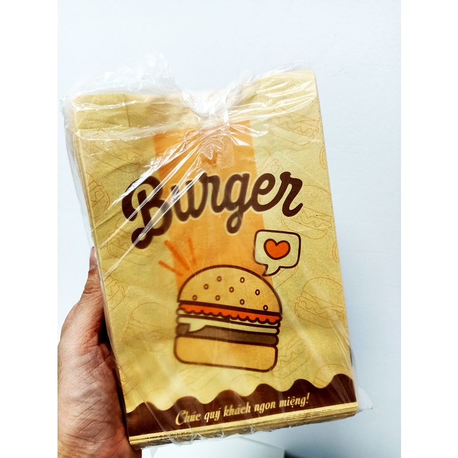 Túi và bao Hamburger đẹp 2022 HPD01 - Kraft nâu vàng