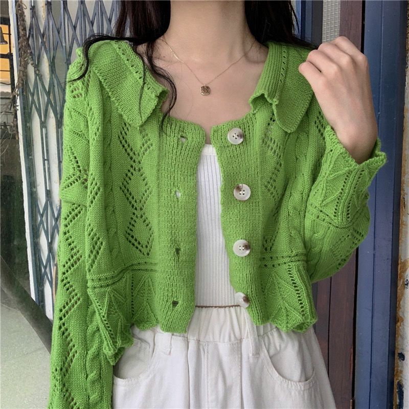 Áo Khoác Cardigan Thun Len Tay Dài Rằn Ri Ulzzang Thời Trang