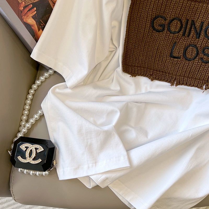 Áo Thun Cotton Tay Ngắn Dáng Ôm In Chữ Màu Sắc Tương Phản Phong Cách Hàn Quốc Thời Trang Cho Nữ 2022