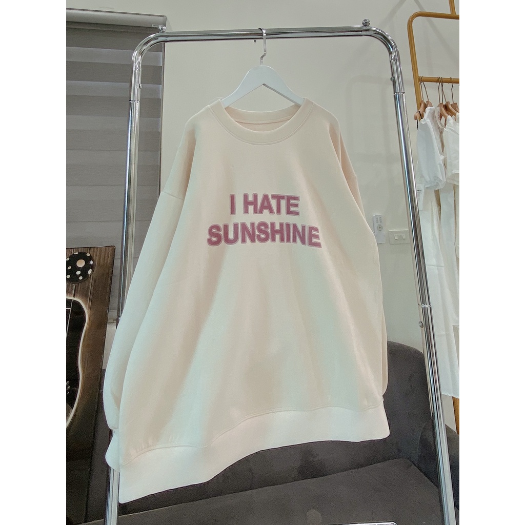 Áo Sweater Tay Bồng Chữ Sun Dáng Rộng Nam Nữ Unisex Cổ Tròn Basic Chất Nỉ Lì