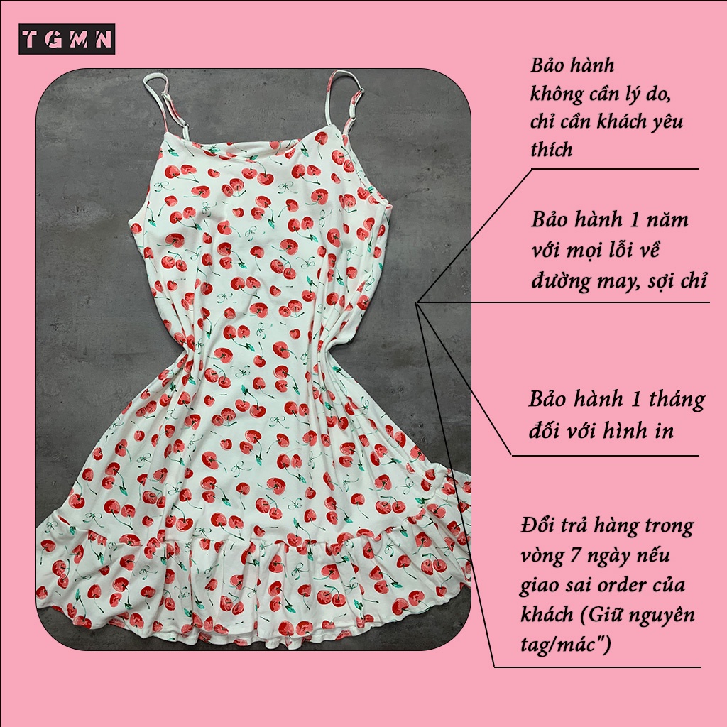 Váy 2 dây, Đầm mặc nhà hoa tiết trái cây mềm mịn, thoáng mát của TGMN | BigBuy360 - bigbuy360.vn