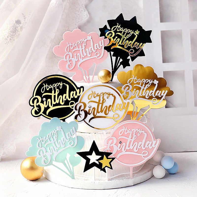 Thẻ Bằng Acrylic Hình Chữ Love/ Ngôi Sao Nhiều Màu Cỡ Lớn Trang Trí Bánh Kem