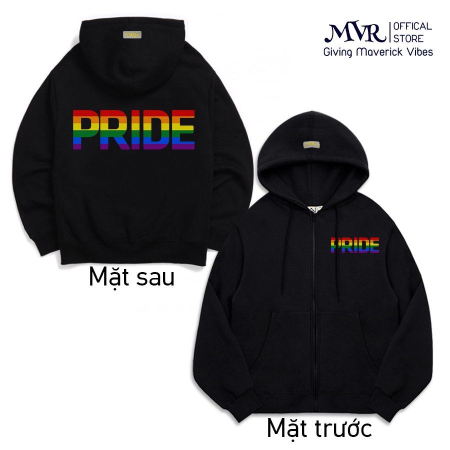 Áo Hoodie kéo khóa Mát LGBT Cờ Gay Les Pede Nam Nữ Cổ Tròn Hình In Pride Tự Hào Cộng Đồng CGioi Nhiều Màu Đen MVR KK6005