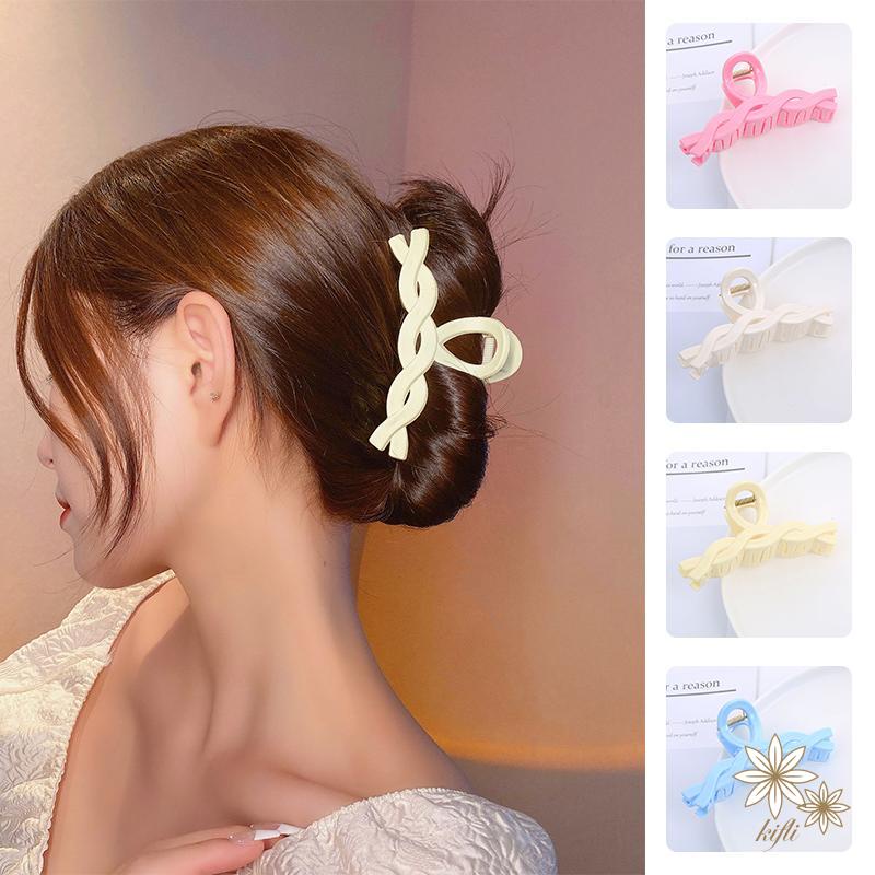Kẹp tóc hàm cá mập kiểu xoắn dây thời trang xuân và hè màu macaron