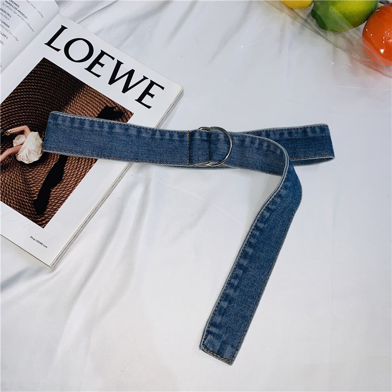 Asanteless / Light Blue Denim Belt Female Summer Minimalist Versions Long T Dress Lumbar Shirt Cloth Belt