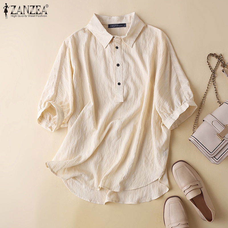 Zanzea Áo Sơ Mi Tay Ngắn Họa Tiết Cổ Điển Dành Cho Nữ
