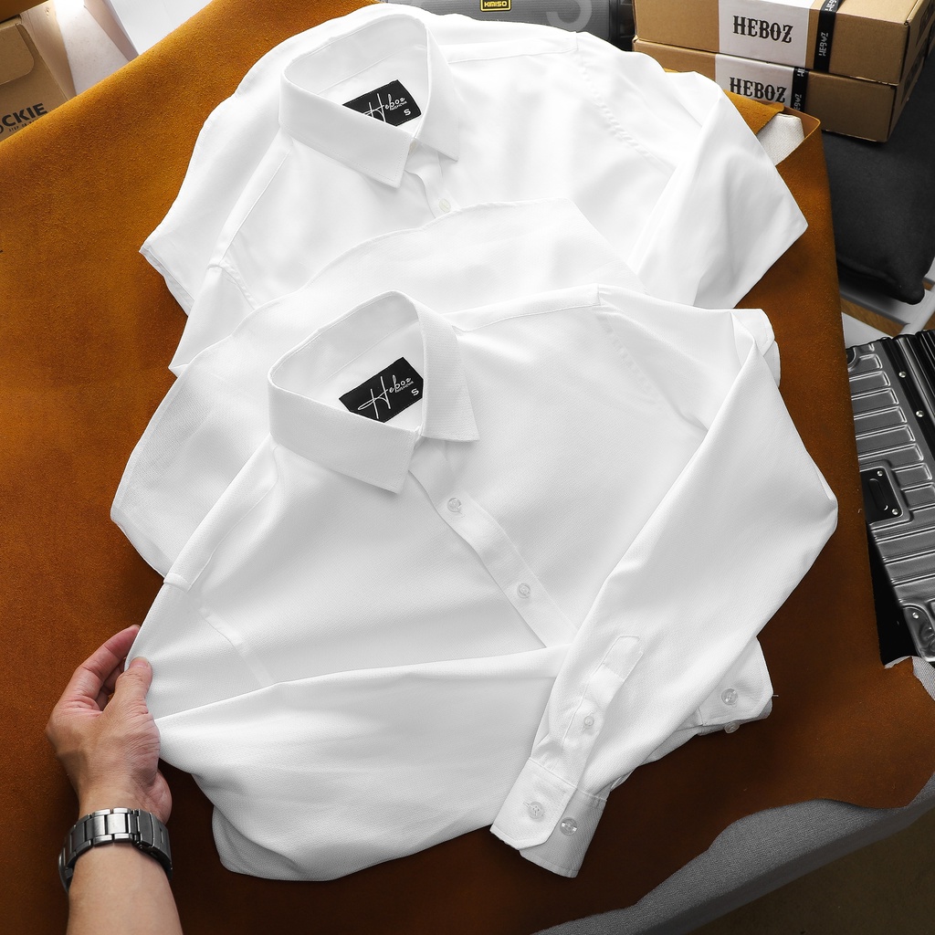 Áo sơ mi nam dài tay HEBOZ 010, chất cotton mềm mịn ít nhăn thoáng mát - 00001144