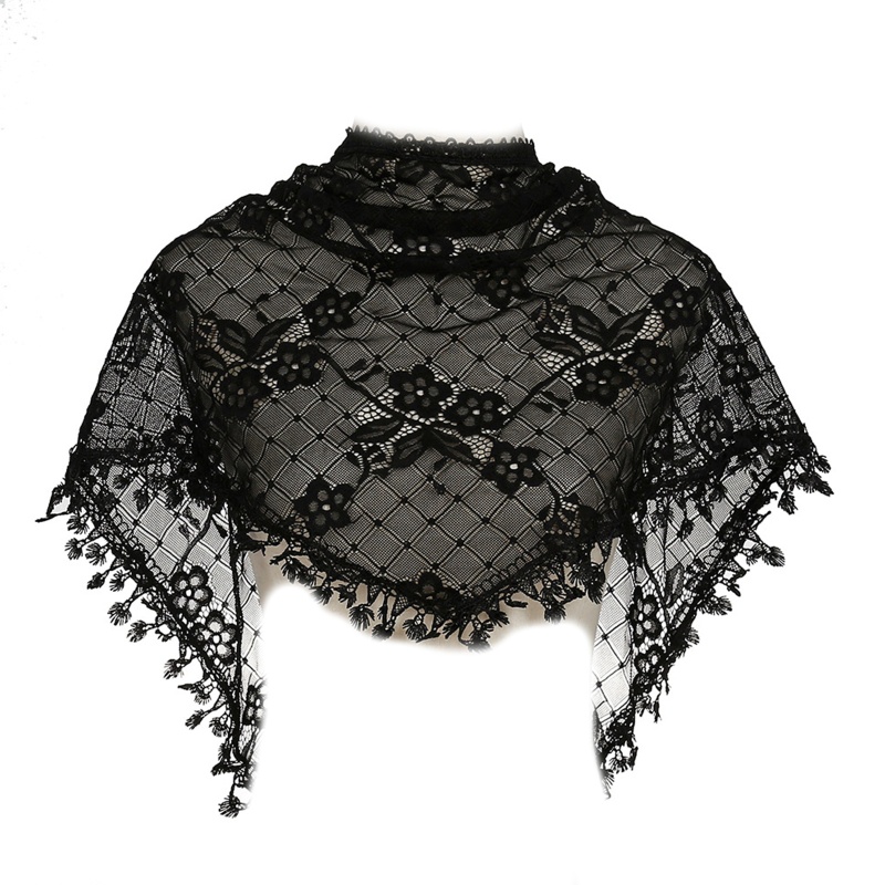 Khăn Choàng Ren Tam Giác In Họa Tiết Hoa Nhẹ Nhàng Cho Nữ