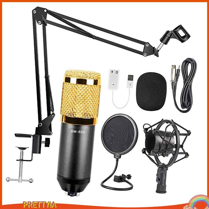 [PRETTYIA]Broadcasting Recording Condenser Microphone Kit Computer Cardioid Mic BM800