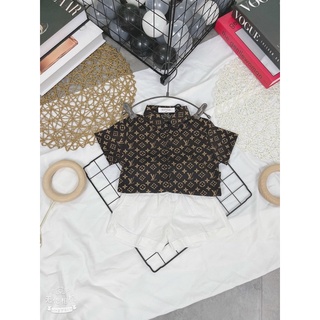 Áo sơ mi lụa cộc tay loại 1 cho bé 8-18kg