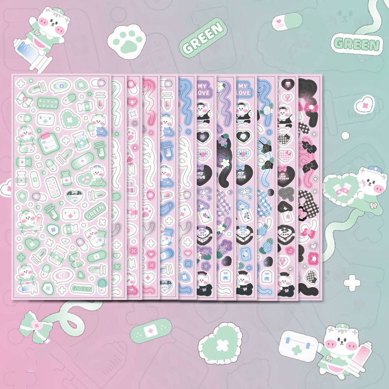 Miếng Dán Trang Trí Thẻ Họa Tiết Hoạt Hình Kiểu Hàn Quốc Dễ Thương