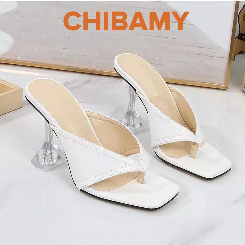 Dép kẹp ngón cao gót nữ đế Mica trong suốt CHIBAMY cao 6cm