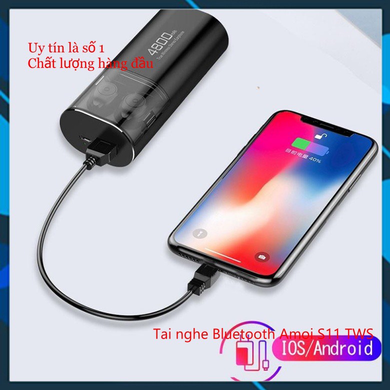 Tai nghe Bluetooth Không Dây Nhét Tai Kiêm Sạc Dự Phòng Amoi S11 TWS Nâng Cấp Hơn i7, i9, i12, F9, F9 Pro bobstore01 | BigBuy360 - bigbuy360.vn