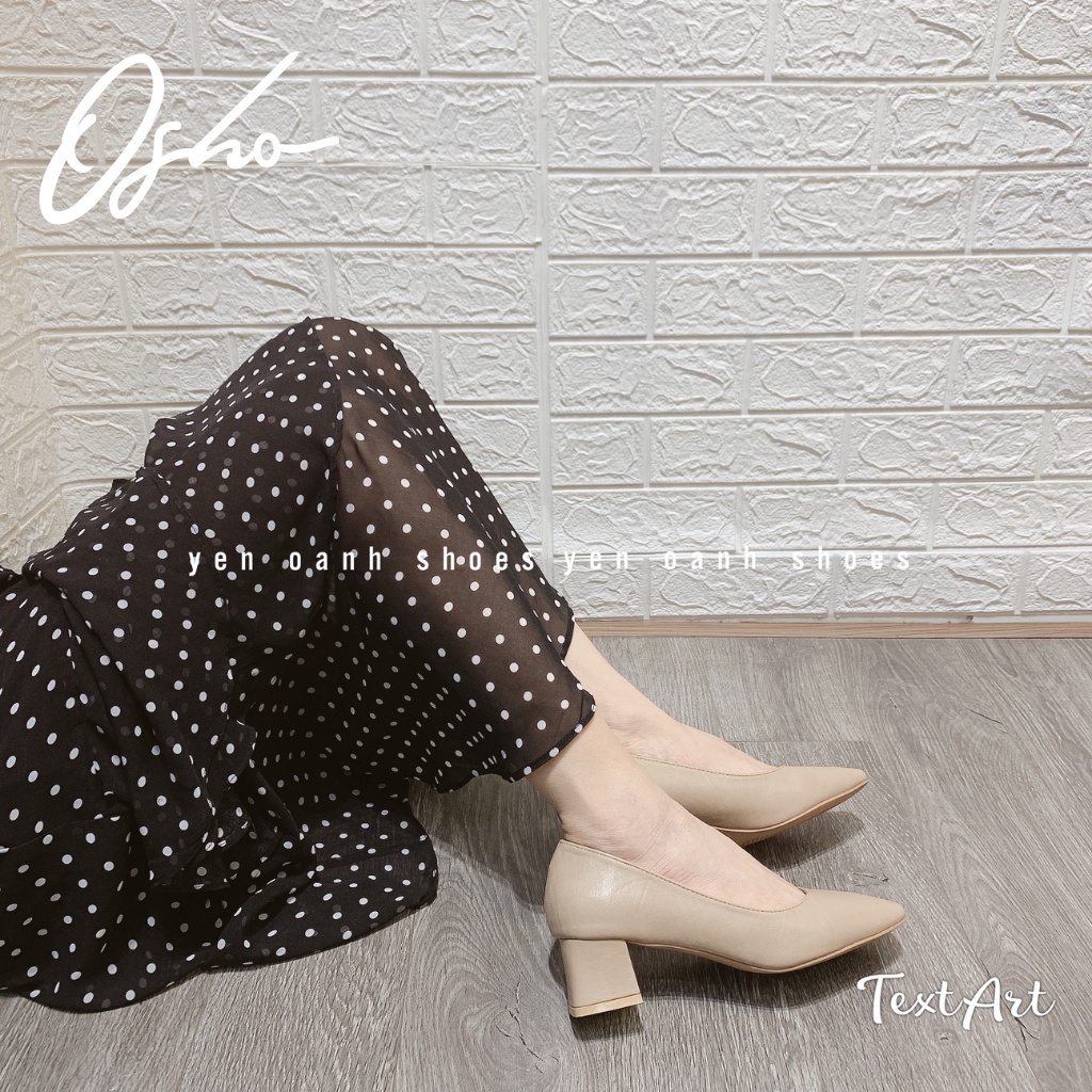 Giày Cao Gót Cao Cấp OSHO Mũi Giày Vuông, Đế Vuông Cao Su Nguyên Khối Chống Trơn Trượt 1188-a1