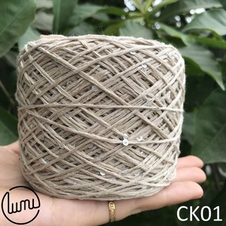 Lumi - CK01 Sợi  Cotton kim sa màu be đậm cỡ sợi 1mm đan móc