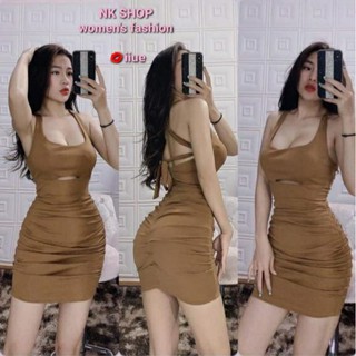 Đầm body 2 dây cột dây lưng