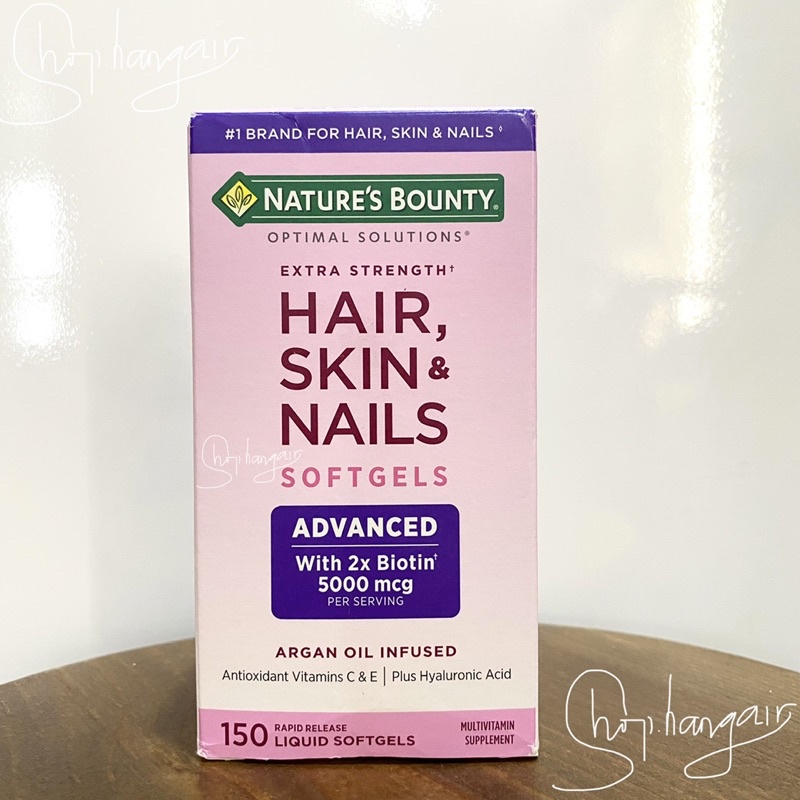 Viên mọc tóc, giảm rụng, chắc khoẻ móng Nature’s Bounty biotin hair skin nails 150v mẫu mới