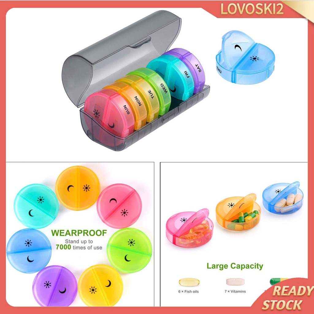 Twice-a-Day Weekly Pill Organizer 7 Day 2 Times a Day for Pills Supplements