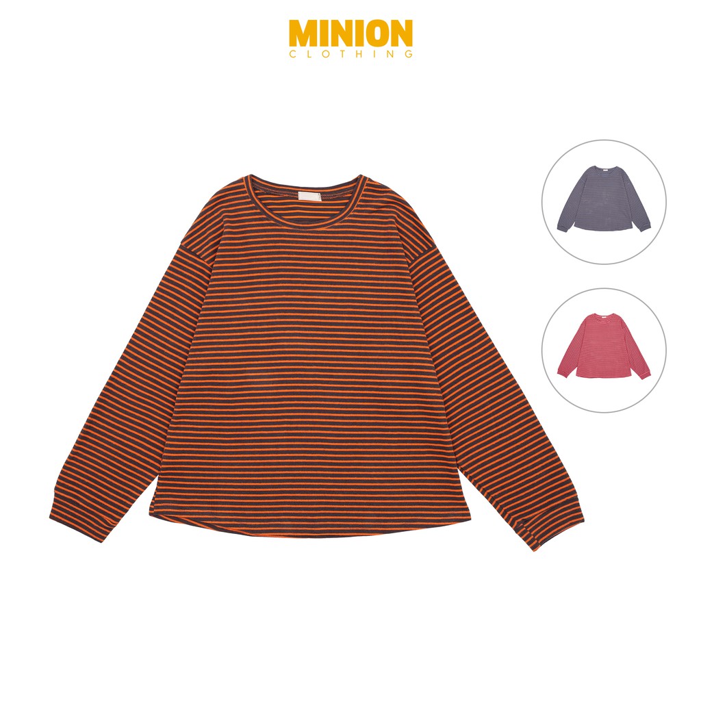 [Mã WABRLOW5 giảm 15% đơn 300K] Áo nỉ dài tay kẻ ngang Minion Clothing, phong cách Ulzzang Streetwear A2807