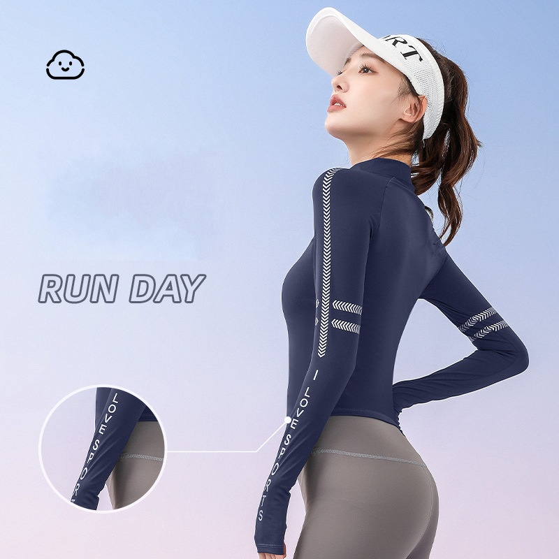 Áo Khoác Thể Thao Tay Dài Dáng Ôm Phối Lưới Thoáng Khí Nhanh Khô Thời Trang Cho Nữ