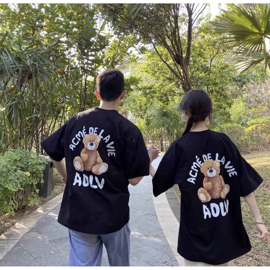 Áo thun from rộng tay lỡ - Gấu ADLV - (ẢNH CHỤP THẬT 100%) - [ Supo Shop ] - Style Unisex [ FREESIZE 75KG ]