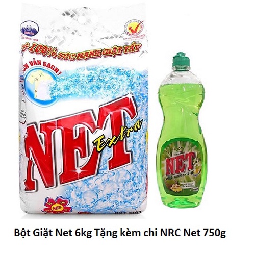 Bộ 1 gói Bột Giặt Net Extra 5.5kg tặng kèm chai NRC Net 750g
