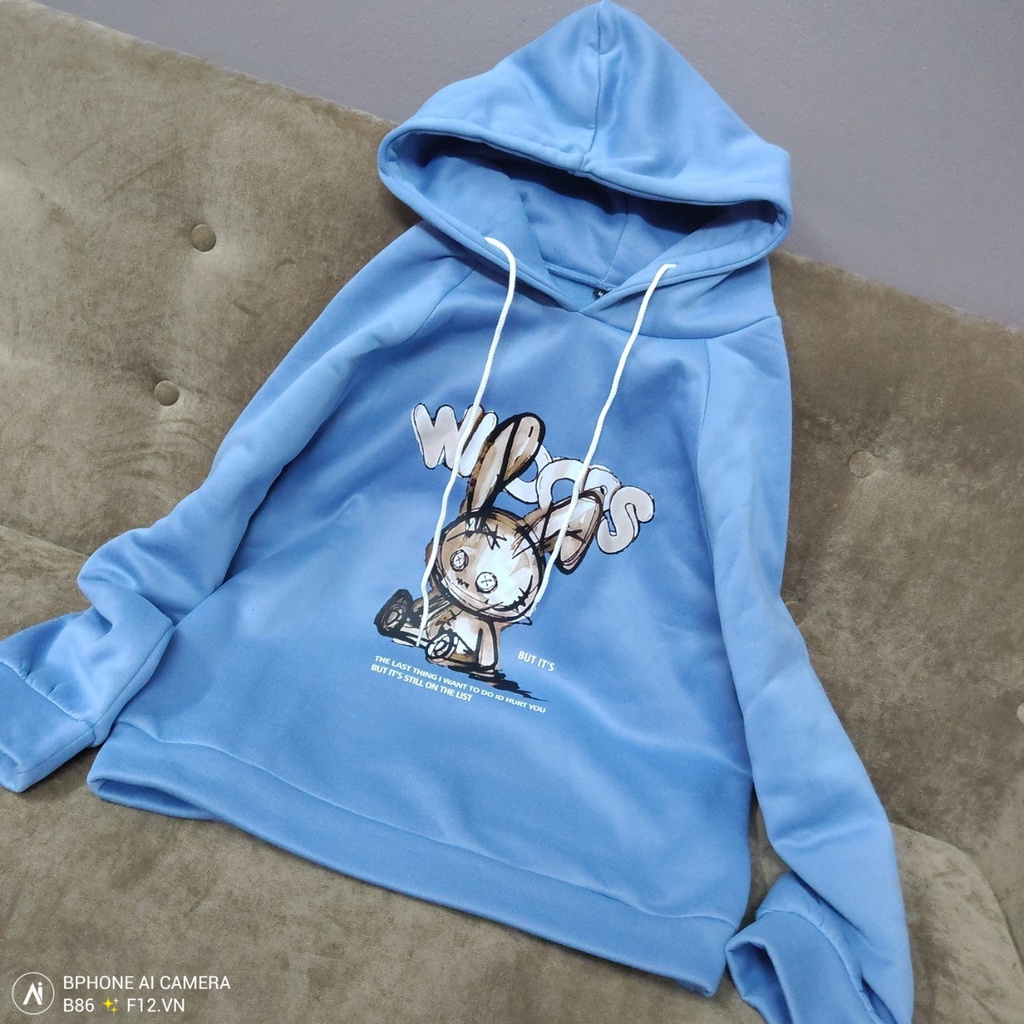 Áo hoodie nữ cute có mũ WHOOPS nỉ bông dài tay đẹp giá rẻ F12 Collection HD006 | BigBuy360 - bigbuy360.vn