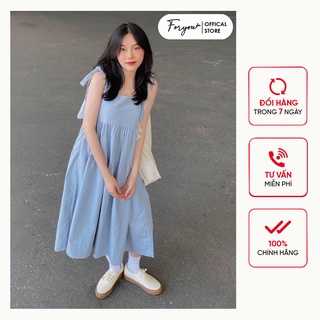 Váy hai dây thô foryou đầm babydoll nơ vai xinh xắn tiểu thư - vn0064